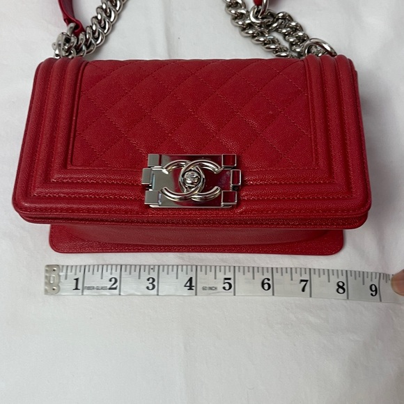 Chanel Small Boy Bag in Red Leather Silver Hardware - Picture 12 of 16